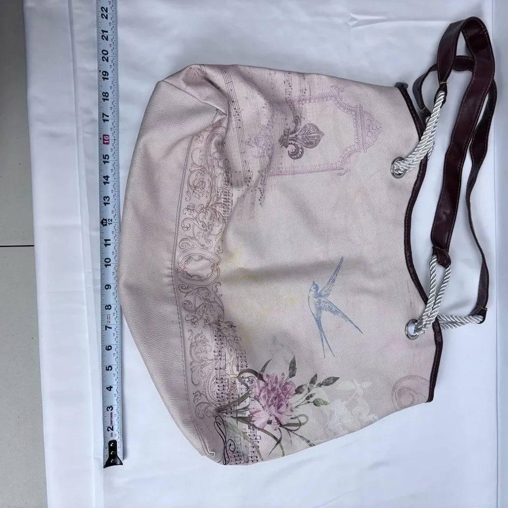 Floral Tote Bag - Cream and Pink. Excellent condition